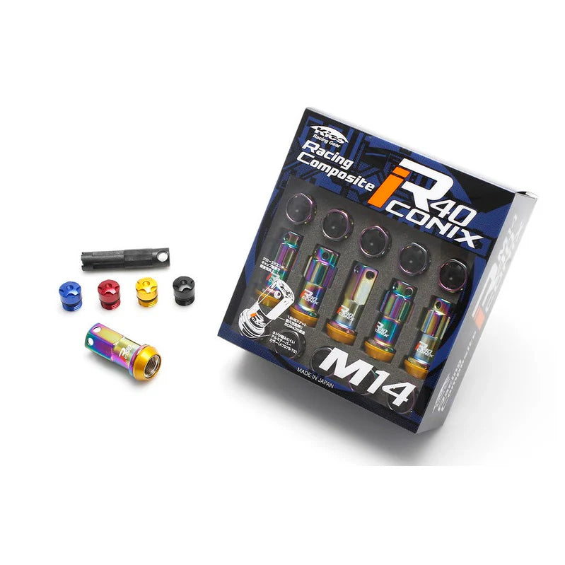 Project Kics R40 Iconix Lug Nuts & Locks - M14x1.25 / Neochrome