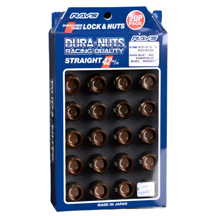 Rays Volk Racing Straight L42 Dura Wheel Lock Lug Nuts – 12x1.5, Gun Metal, Forged Duraluminum