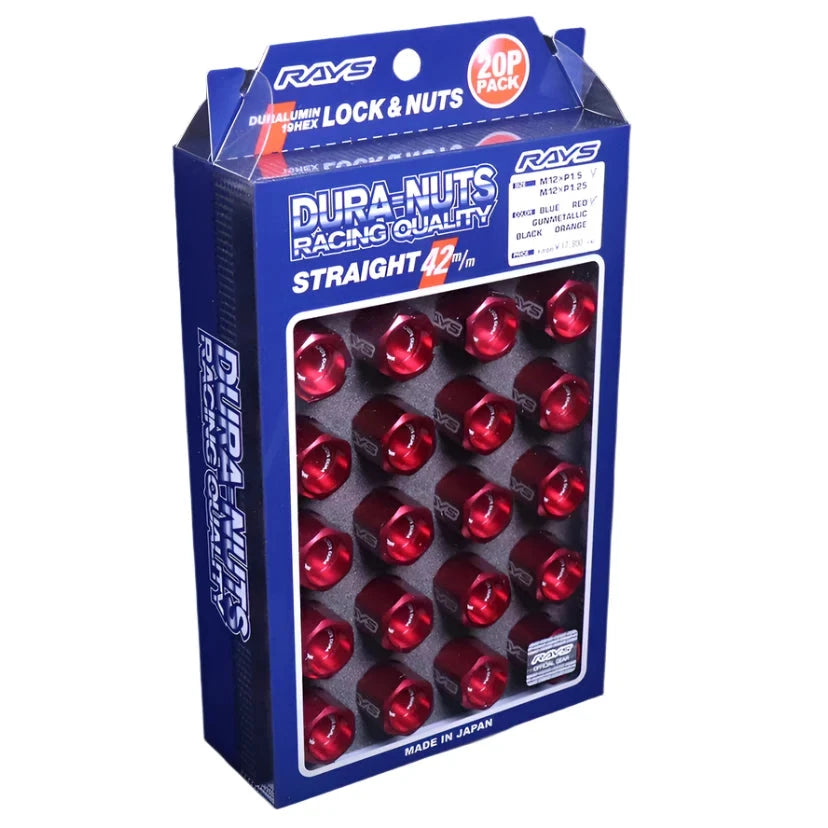 Rays Dura-Nut L42 Lug Nuts & Locks - M12x1.5 / Red – System Rays Dura-Nut L42 Lug Nuts & Locks - M12x1.5 / Red – System