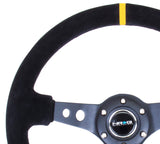 NRG 350mm Deep Dish Steering Wheel (3" Deep) (ST-006S-Y) - Suede w/ Yellow Center Mark