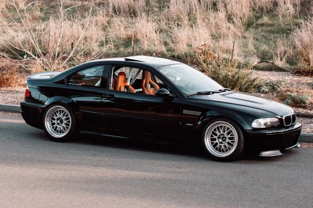 BMW E46 M3 x #systemspec Exclusive 18x10 / 18x11 BBS E88 setup in Race-Pocket, Silver configuration!