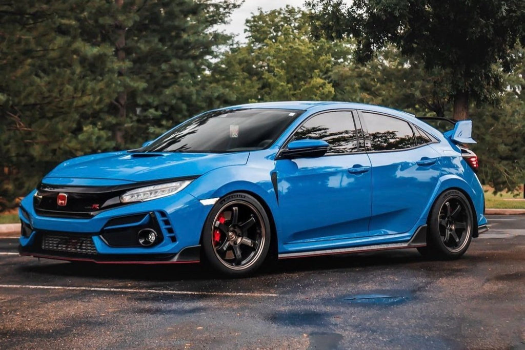 Boost Blue FK8 Honda Civic Type R equipped with #systemspec Rays Volk TE37SL 18x9.5