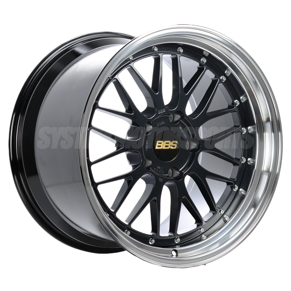 BBS LM - 19x9.5 +22 / 19x11 +37 / 5x120 - Black Blue w/ Black Bright D ...