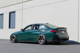 BMW M3 G80 Isle of Man Green on Rays Volk Racing TE37 Saga S-Plus Bronze Almite wheels. Exclusive Batch Spec 18x10 +8 and 18x11 +13 5x112 fitment for aggressive stance.