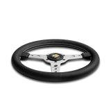 MOMO Prototipo Steering Wheel - 320mm - Black Leather / White Stitch / Brushed Aluminum Spokes