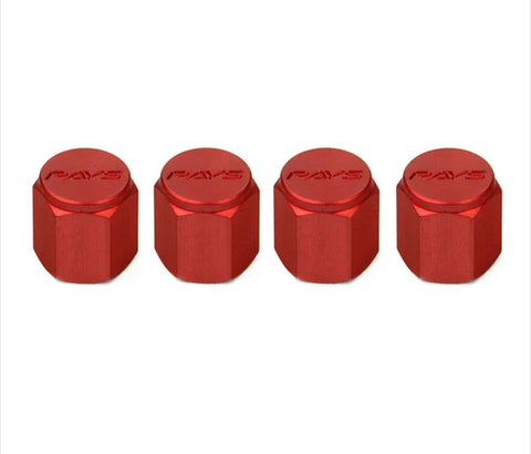 Rays Aluminum Air Valve Cap Set - Red