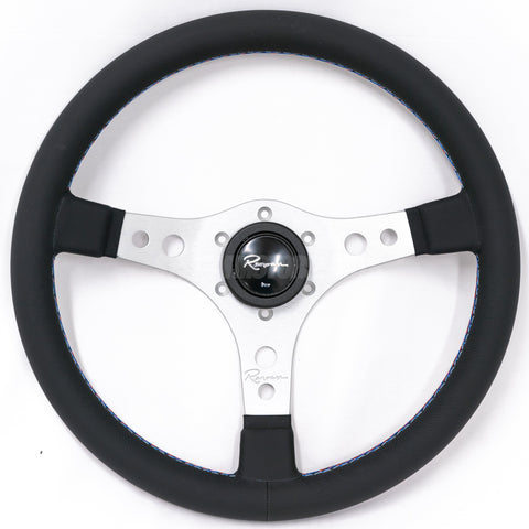 Renown Riverside Silver Leather Steering Wheel (350mm)