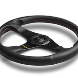 MOMO Tuner Steering Wheel - 350mm - Black Leather / Red Stitch / Black Spokes