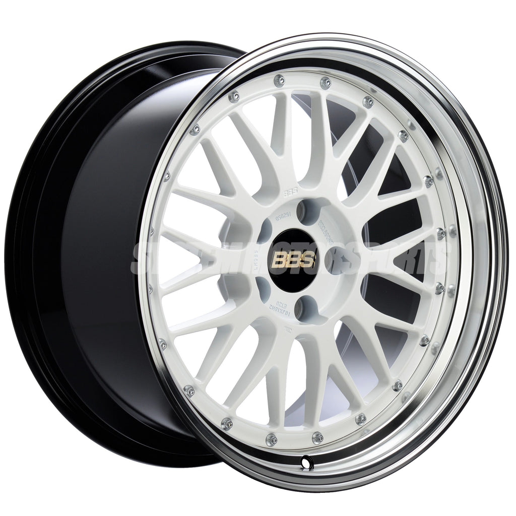 Bbs Rims Struts BBS LM - 17x8.5 / +18 / 5x120 - White Blue Pearl w/ Black Bright Diamo ...