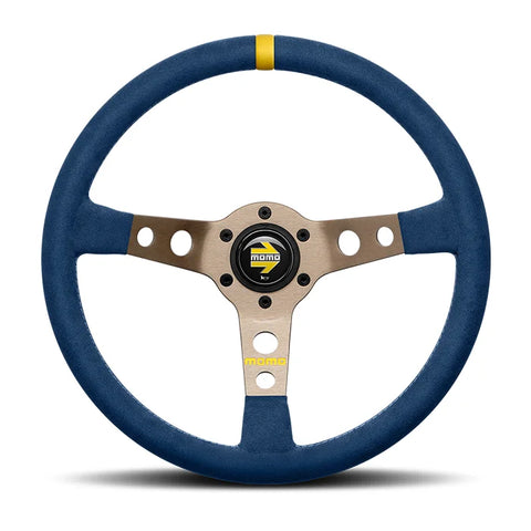 MOMO MOD.07 Steering Wheel - 350mm - Blue Microfiber / Anthracite Spokes / 1 Stripe