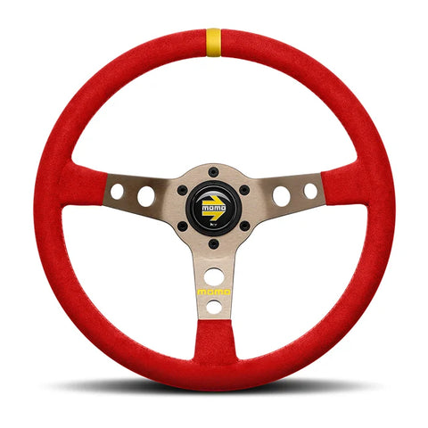 MOMO MOD.07 Steering Wheel - 350mm - Red Microfiber / Anthracite Spokes / 1 Stripe