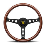MOMO Indy Steering Wheel - 350mm - Mahogany Wood / Brushed Black Spokes