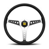 MOMO California Steering Wheel - 360mm - Black Leather / White Stitch / Polished Spokes