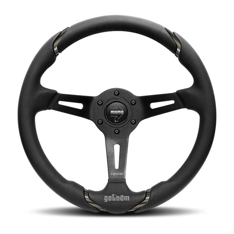 MOMO Gotham Steering Wheel - 350mm - Black Leather / Black Spokes