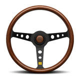 MOMO MOD.07 Heritage Steering Wheel - 350mm - Mahogany Wood / Black Anodized Spokes / Heritage Logo