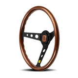 MOMO MOD.07 Heritage Steering Wheel - 350mm - Mahogany Wood / Black Anodized Spokes / Heritage Logo