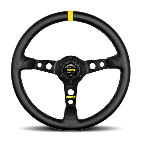 MOMO MOD.07 Steering Wheel - 350mm - Black Leather / Black Spokes / 1 Stripe