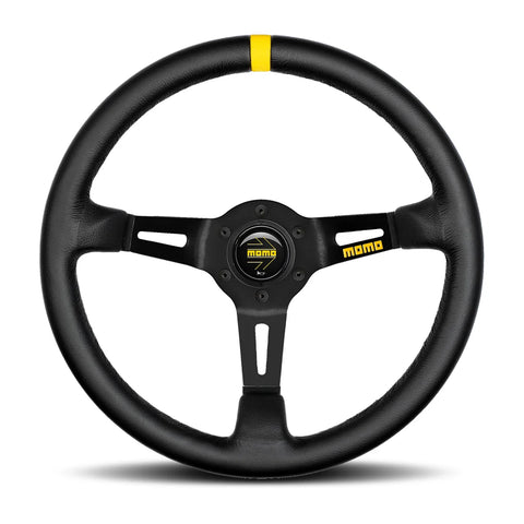 MOMO MOD.08 Steering Wheel - 350mm - Black Leather / Black Spokes / 1 Stripe
