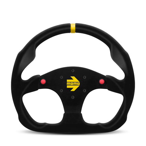 MOMO MOD.30 with Buttons Steering Wheel - 320mm - Black Suede / Black Spokes / 1 Stripe