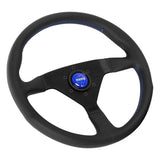 MOMO Montecarlo Steering Wheel - 350mm - Black Leather / Blue Stitch / Black Spokes