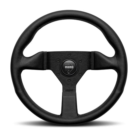 MOMO Montecarlo Steering Wheel - 320mm - Black Leather / Black Stitch / Black Spokes