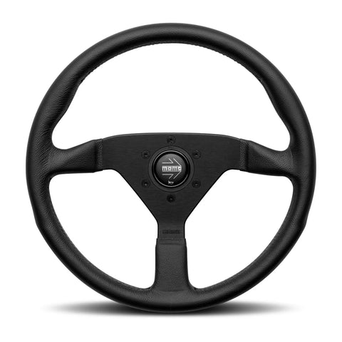 MOMO Montecarlo Steering Wheel - 350mm - Black Leather / Black Stitch / Black Spokes
