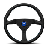 MOMO Montecarlo Steering Wheel - 350mm - Black Leather / Blue Stitch / Black Spokes