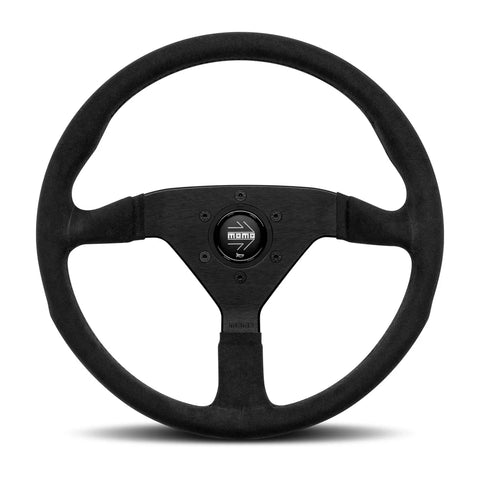 MOMO Montecarlo Steering Wheel - 320mm - Black Premium Microfiber / Black Stitch / Black Spokes