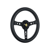 MOMO Prototipo Steering Wheel - 320mm - Black Leather / White Stitch / Brushed Black Spokes