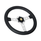 MOMO Prototipo Steering Wheel - 320mm - Black Leather / White Stitch / Brushed Aluminum Spokes