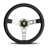 MOMO Prototipo Steering Wheel - 350mm - Black Leather / White Stitch / Brushed Spokes