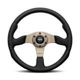 MOMO Race 2.0 Steering Wheel - 350mm - Black Leather / Brushed Anthracite Spokes