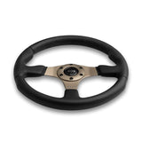 MOMO Race 2.0 Steering Wheel - 350mm - Black Leather / Brushed Anthracite Spokes