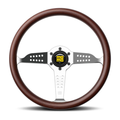 MOMO Super Grand Prix Steering Wheel - 350mm - Mahogany Wood / Polished Spokes