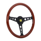 MOMO Indy Steering Wheel - 350mm - Mahogany Wood / Brushed Black Spokes
