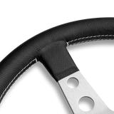 MOMO Prototipo Steering Wheel - 350mm - Black Leather / White Stitch / Brushed Spokes