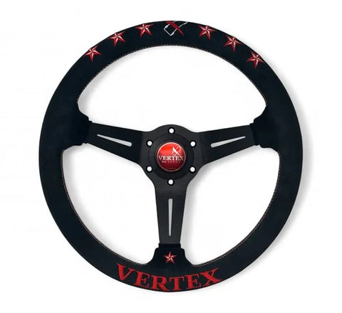 Vertex 6 Star Suede Steering Wheel (340mm) - Red