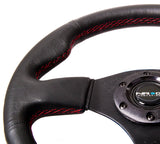 NRG 320mm Sport Steering Wheel (Black Leather/Black Spokes) (ST-012R)