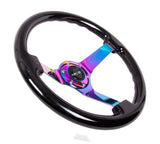 350mm Classic Wood Grain Steering Wheel 3" Deep (ST-036BK-MC) - Black/Neochrome