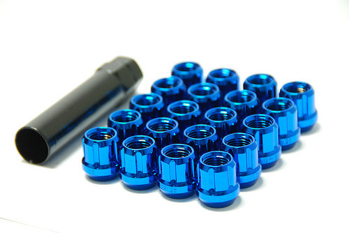 Muteki SR48 Wheel Lug Nuts - 12x1.25 Acorn Extended Open End 20 Blue Lug Nuts