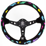 Vertex Leopard Suede Steering Wheel Pink - 350mm