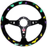 Vertex Leopard Suede Steering Wheel Pink - 350mm